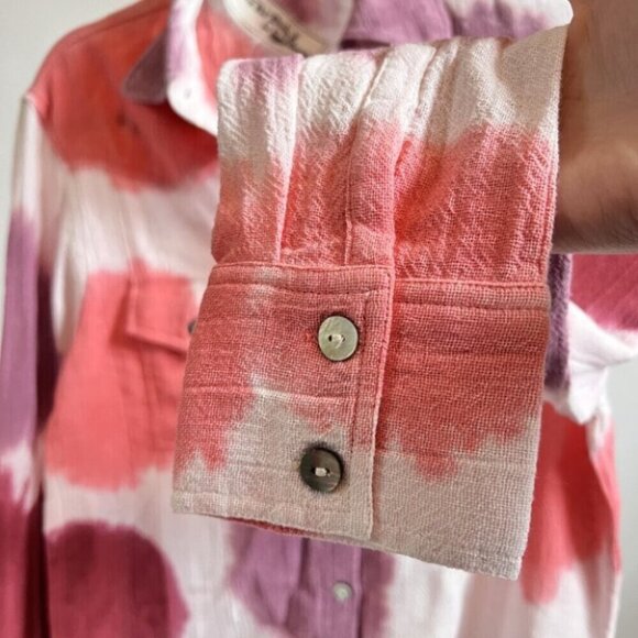 Jen's Pirate Booty for Free People Venice Beach Button Down Shirt Pink - Picture 5 of 9